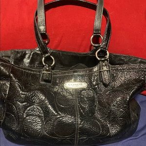Genuine COACH black patent leather tote
